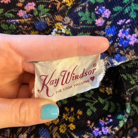 Vintage 1970s Black Floral Corduroy Blazer - Picture 3 of 4